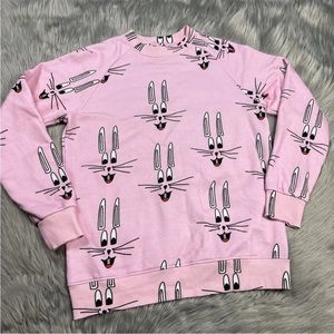 Hugo Loves Tiki Pink AOP Bunny Sweater Size XS